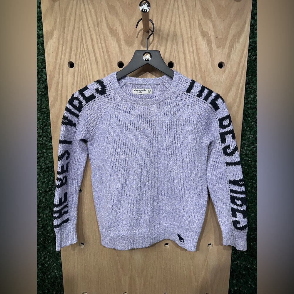 abercrombie kids Lavender Knit Crewneck Sweater with Black Label